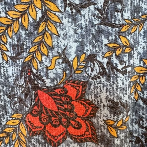 Brand New LuLaRoe XS Grey-Blue with Orange, Black & Goldenrod Floral Carly Dress - Picture 4 of 8